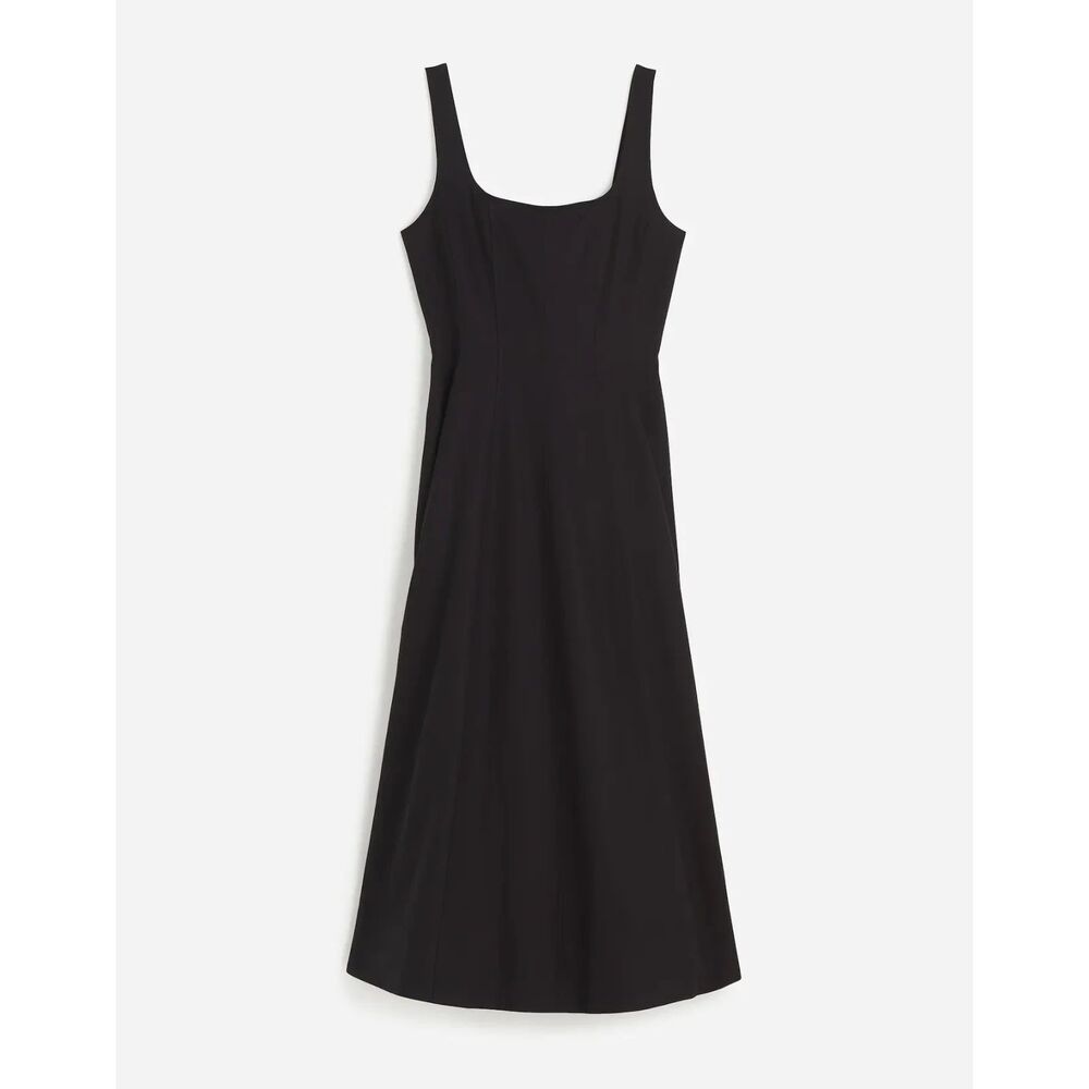 Madewell Black Square Neck Seamed Full Midi Dress